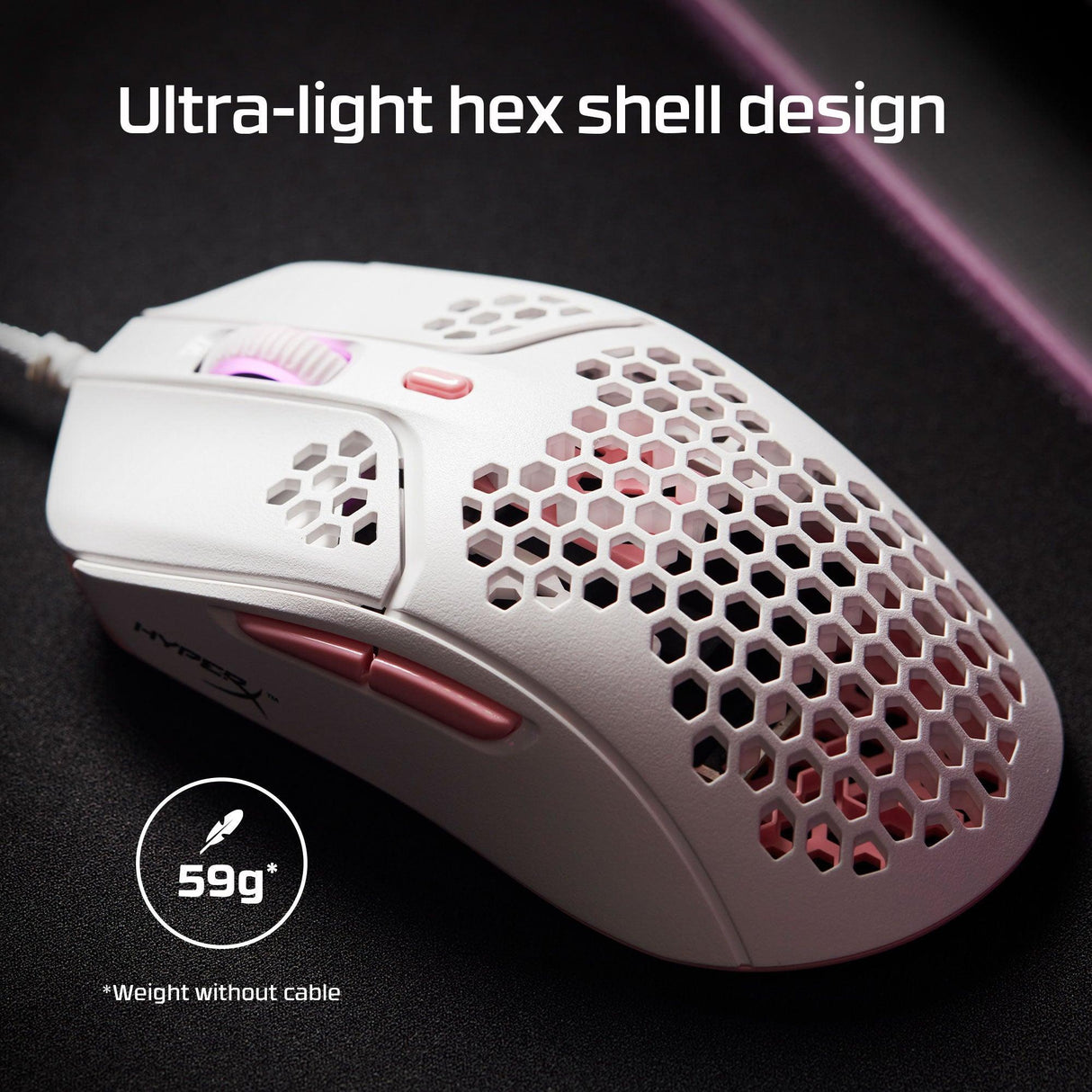 HP HyperX Pulsefire Haste - Gaming Mouse (White-Pink) (4P5E4AA)