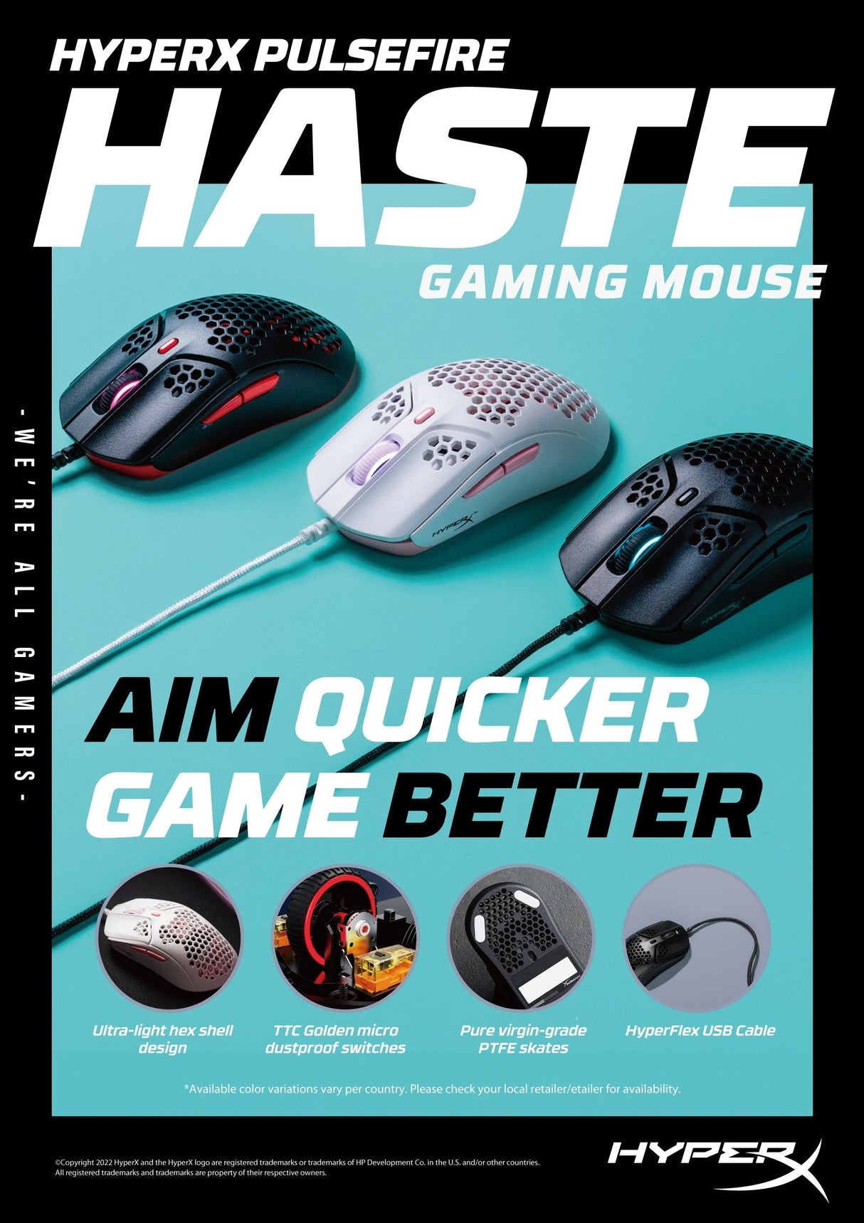 HP HyperX Pulsefire Haste - Gaming Mouse (White-Pink) (4P5E4AA)