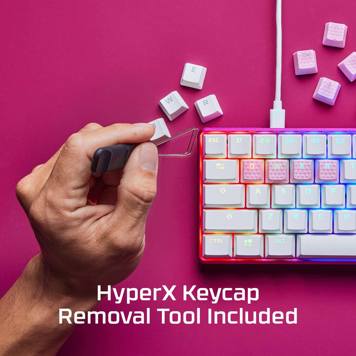 HP HyperX Rubber Keycaps - Gaming Accessory Kit - Pink (US Layout) (519U0AA)