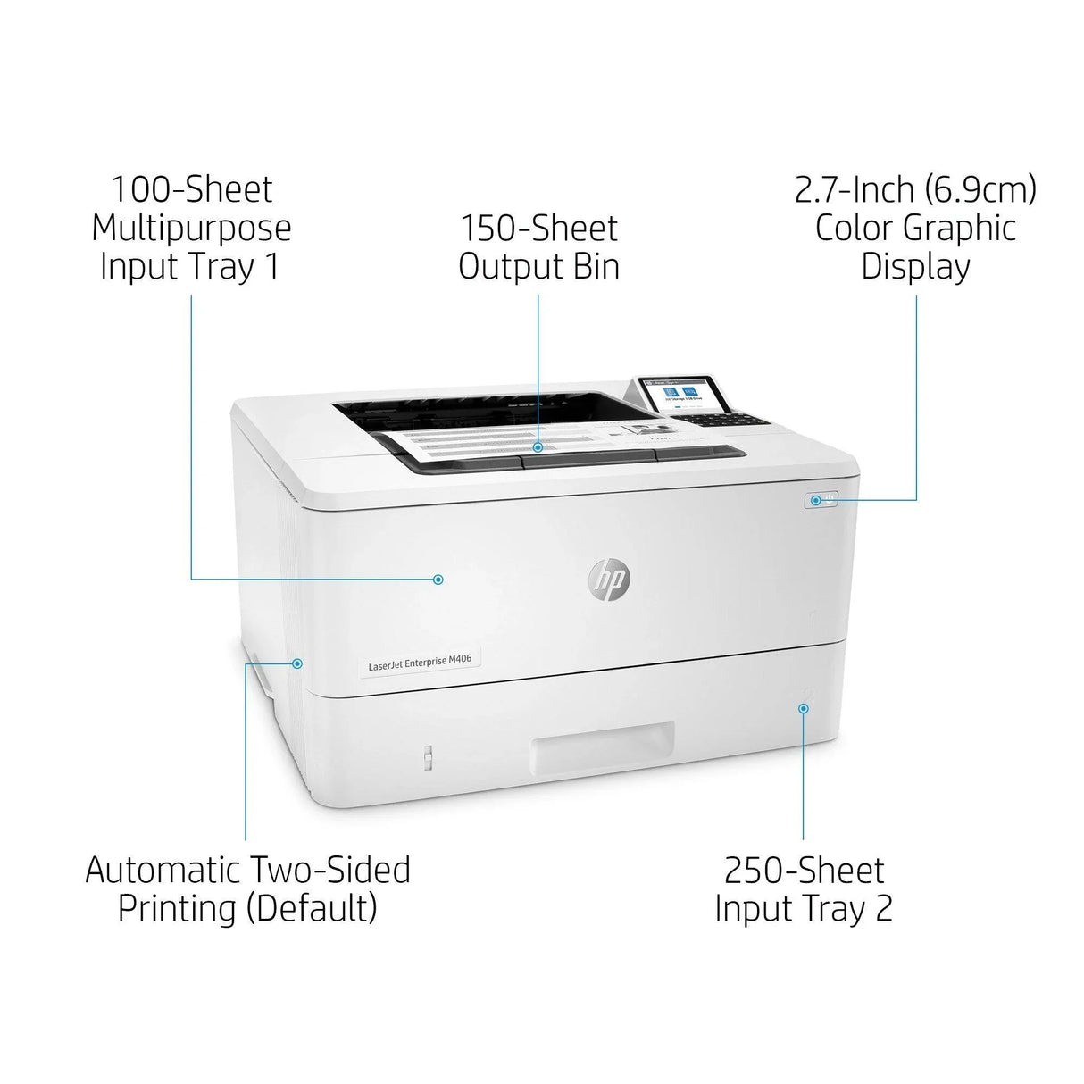 HP LASERJET ENTERPRISE M406DN – MONOCHROME LASER PRINTER – 40 PPM, ENTERPRISE SECURITY