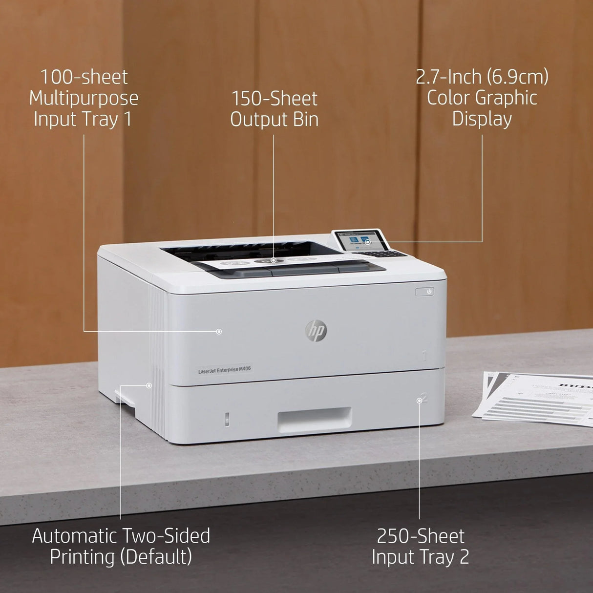 HP LASERJET ENTERPRISE M406DN – MONOCHROME LASER PRINTER – 40 PPM, ENTERPRISE SECURITY