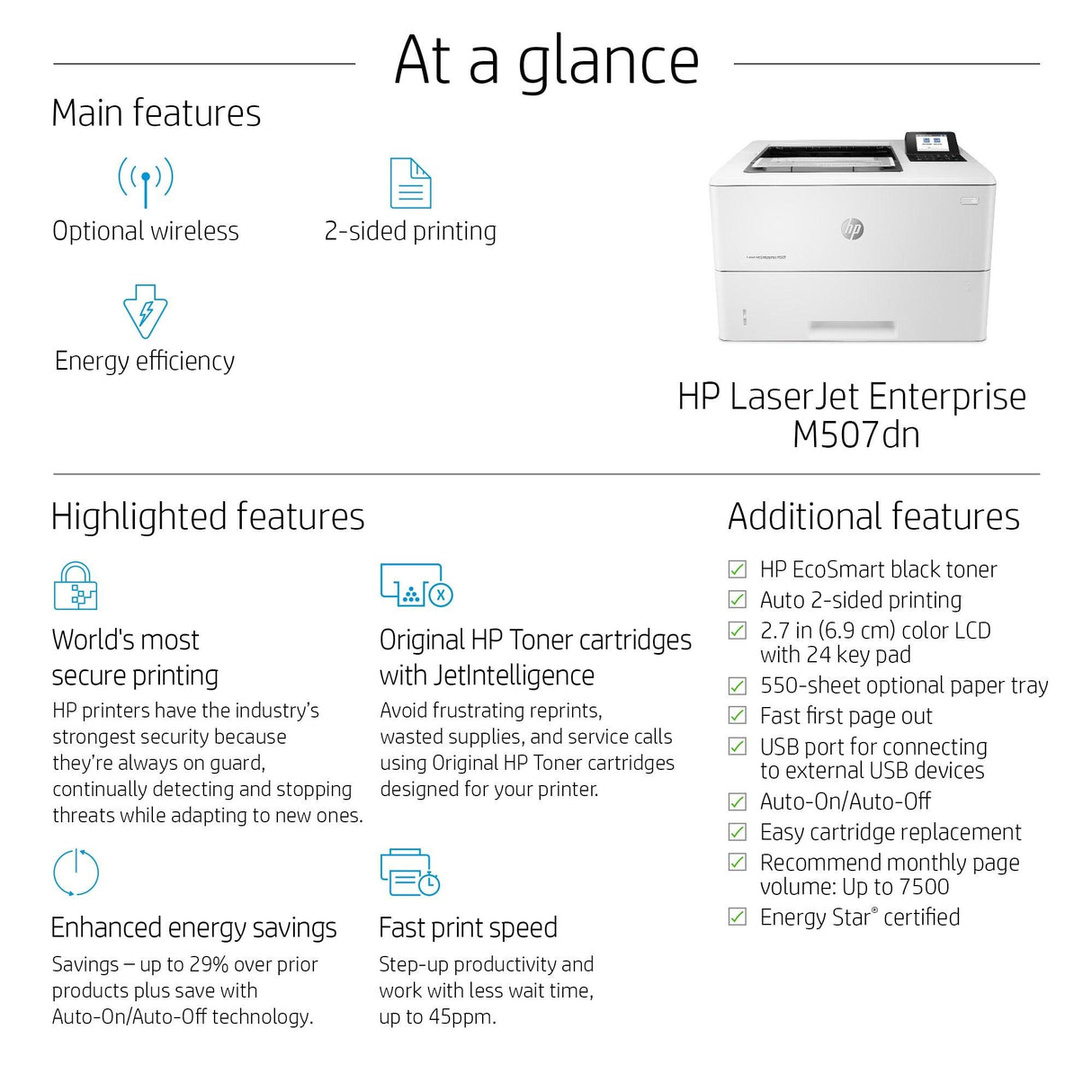 HP LaserJet Enterprise M507dn Printer