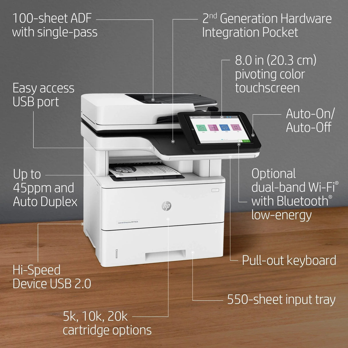 HP LASERJET ENTERPRISE MFP M528dn – Print / Scan / Copy / Fax / LASER / Monochrome – Duplex 43 PPM MFP