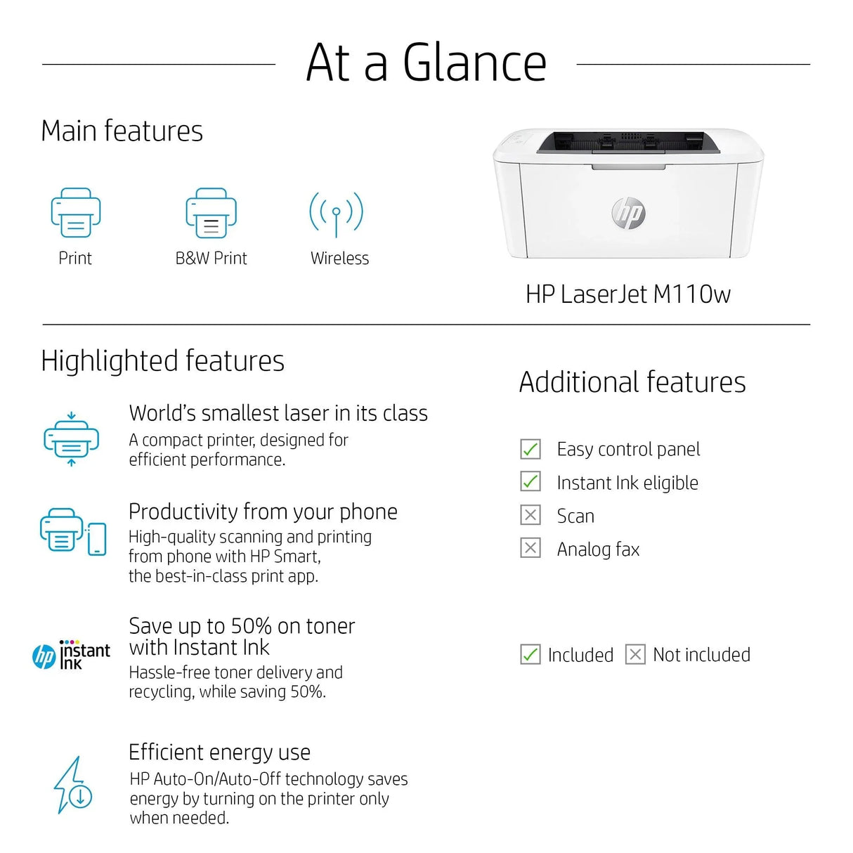 HP LaserJet M110w – Wireless Monochrome Laser Printer – Compact Office Printing