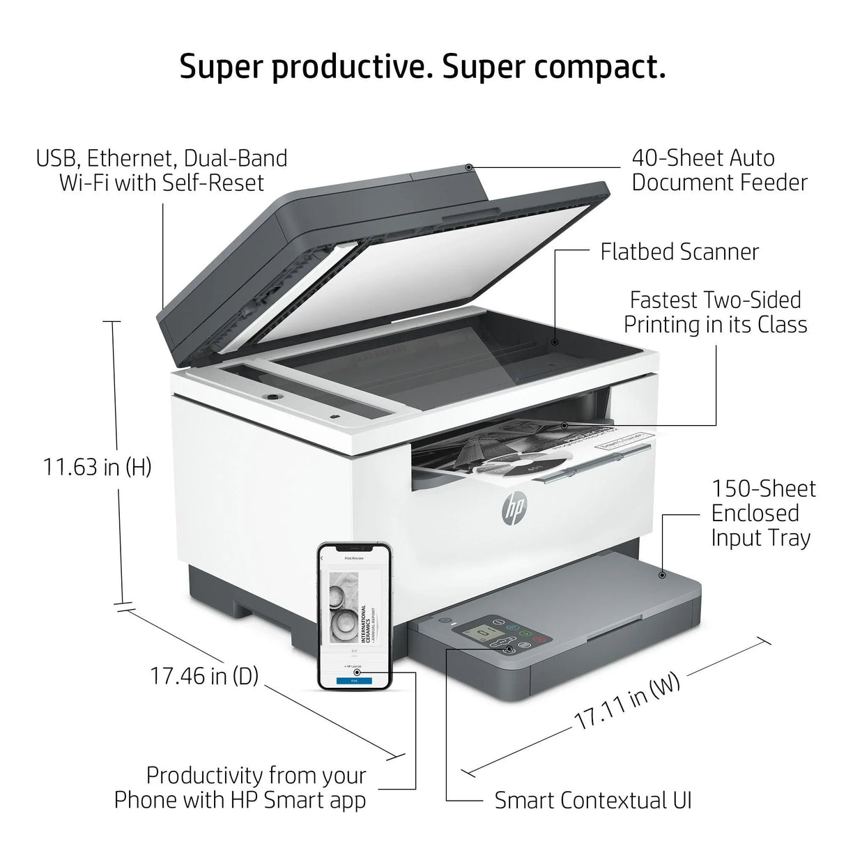 HP LASERJET MFP M234sdw – Print / Scan / Copy / Fax / Laser / Monochrome – Fast Duplex Wireless MFP