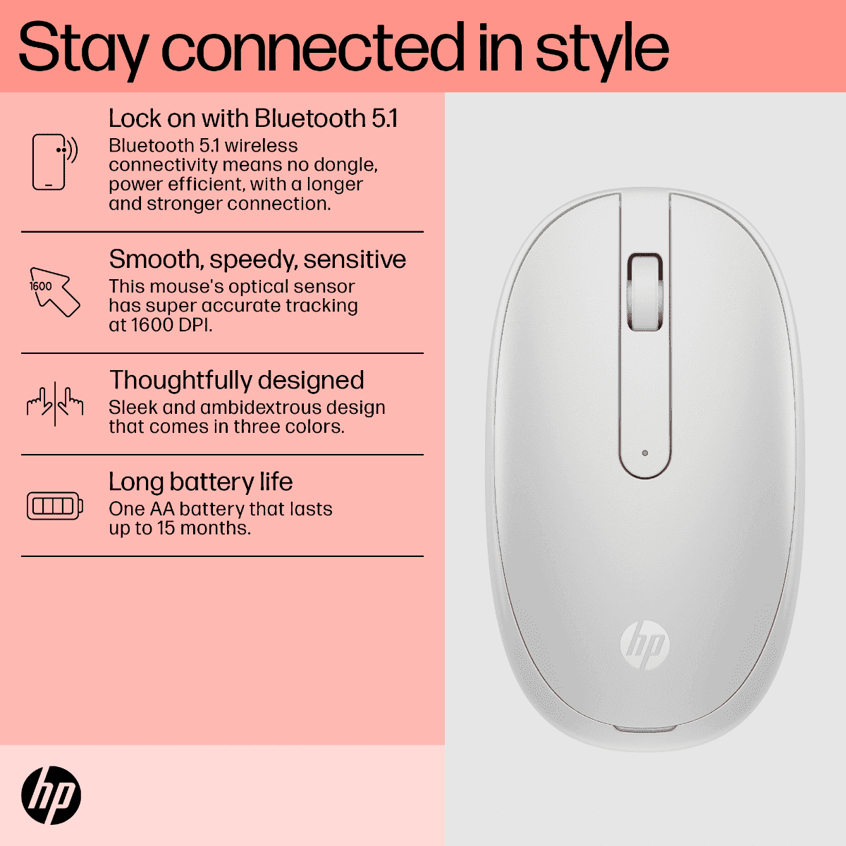 HP MOUSE 240 BLK BT WHITE
