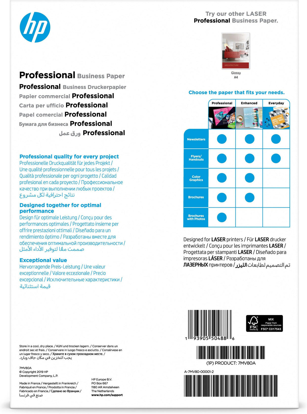 HP Professional Business Paper Matte 200 g|m2 A4 (210 x 297 mm) 150 sheets (7MV80A)