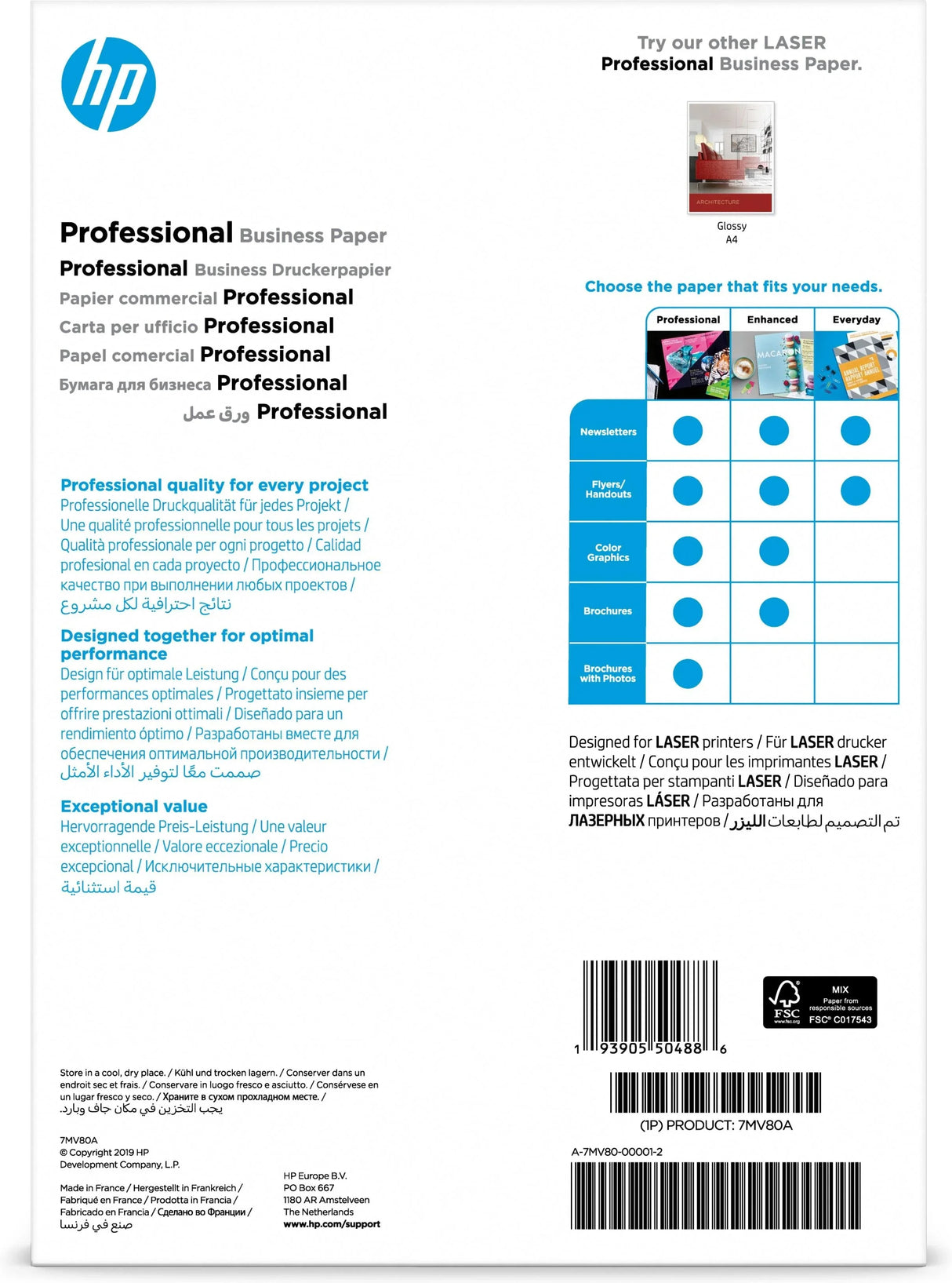 HP Professional Business Paper Matte 200 g|m2 A4 (210 x 297 mm) 150 sheets (7MV80A)