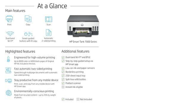HP SMART TANK 7005 – Print / Scan / Copy / Wireless Inkjet Colour MFP