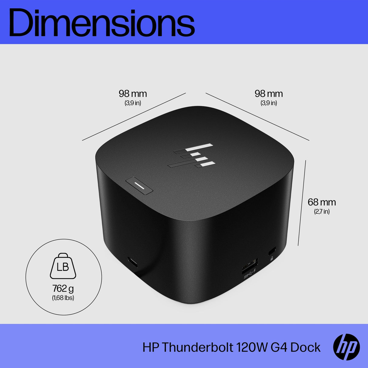 HP Thunderbolt Dock 120W G4 – Thunderbolt 4 / 120W PD / HDMI / DP / Ethernet – Docking Station