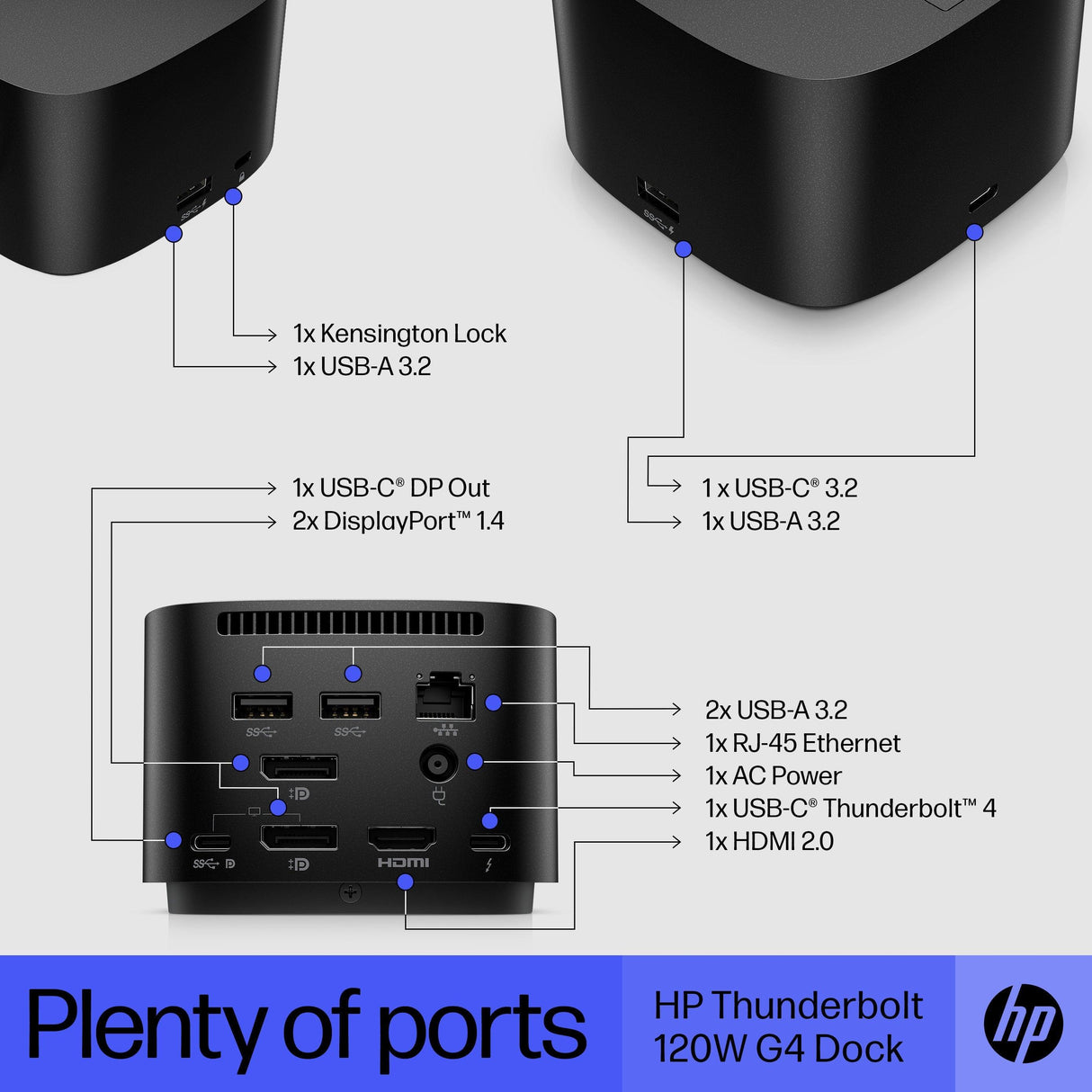 HP Thunderbolt Dock 120W G4 – Thunderbolt 4 / 120W PD / HDMI / DP / Ethernet – Docking Station
