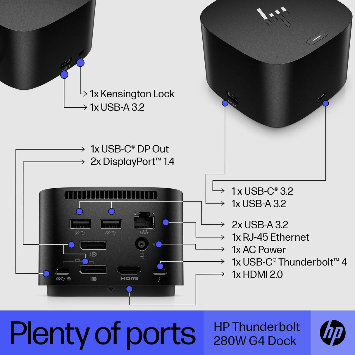 HP Thunderbolt Dock 280W G4 w|Combo Cable (4J0G4AA)