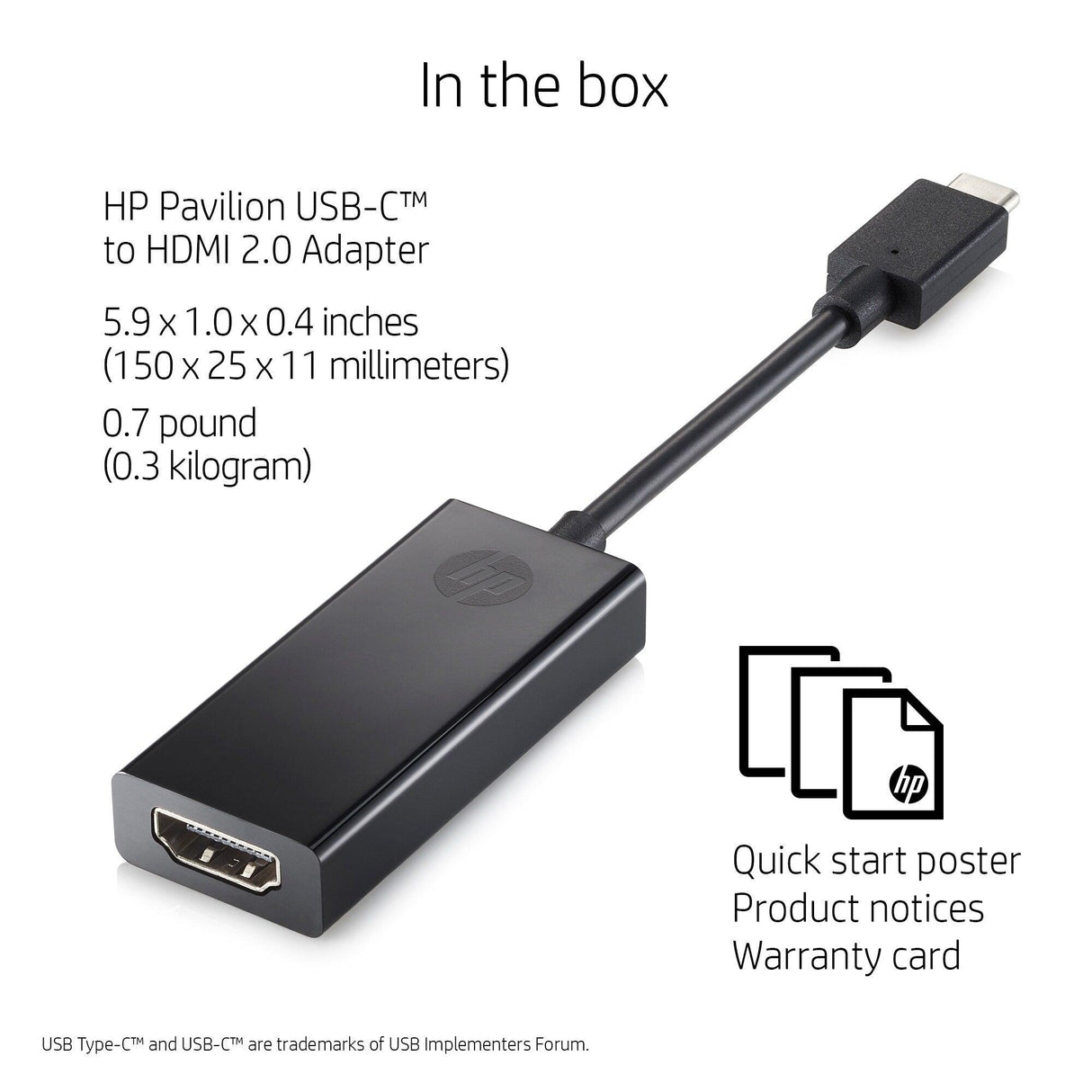 HP USB-C to HDMI 2.0 | Black (1WC36AA)