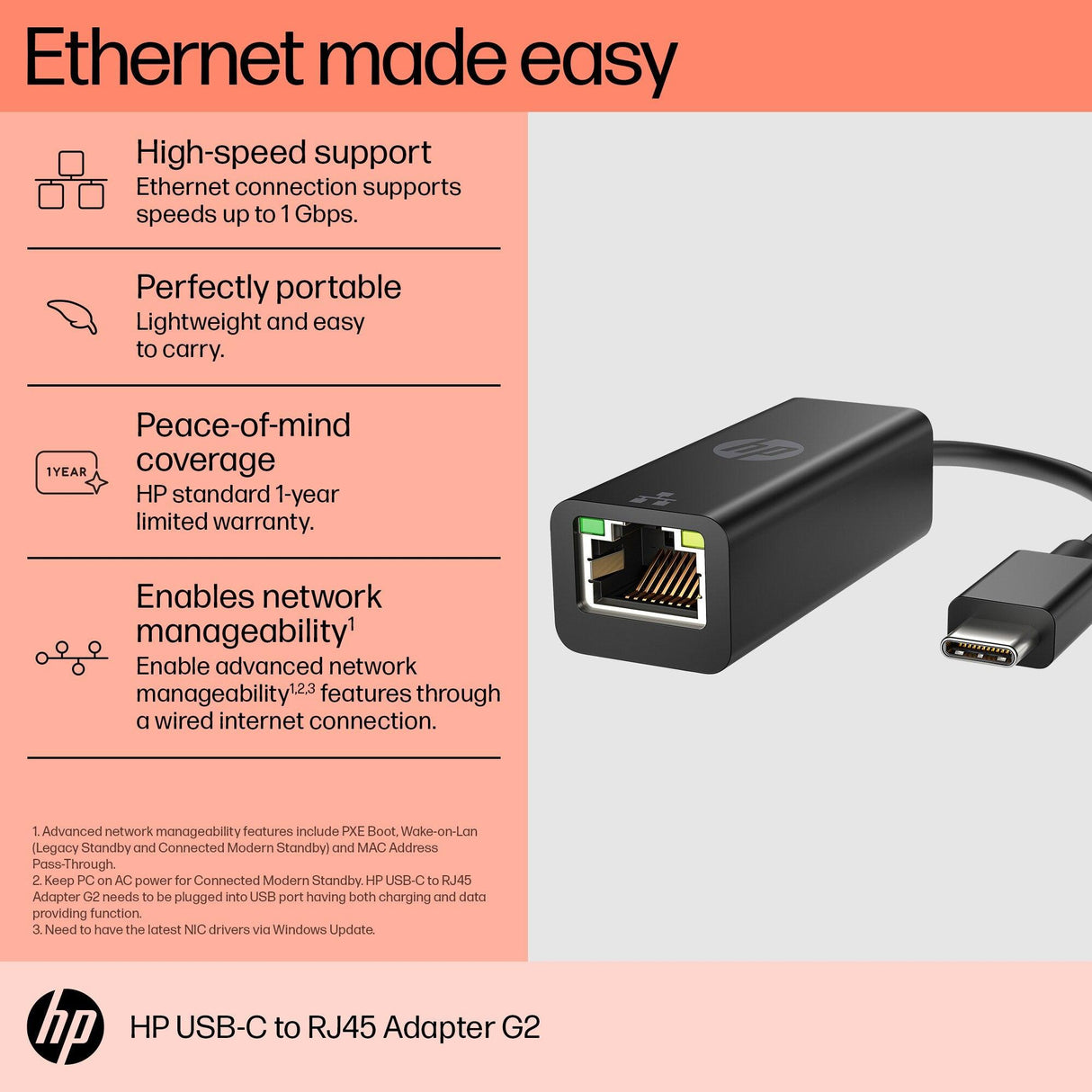 HP USB-C to RJ45 Adapter G2 (4Z527AA)