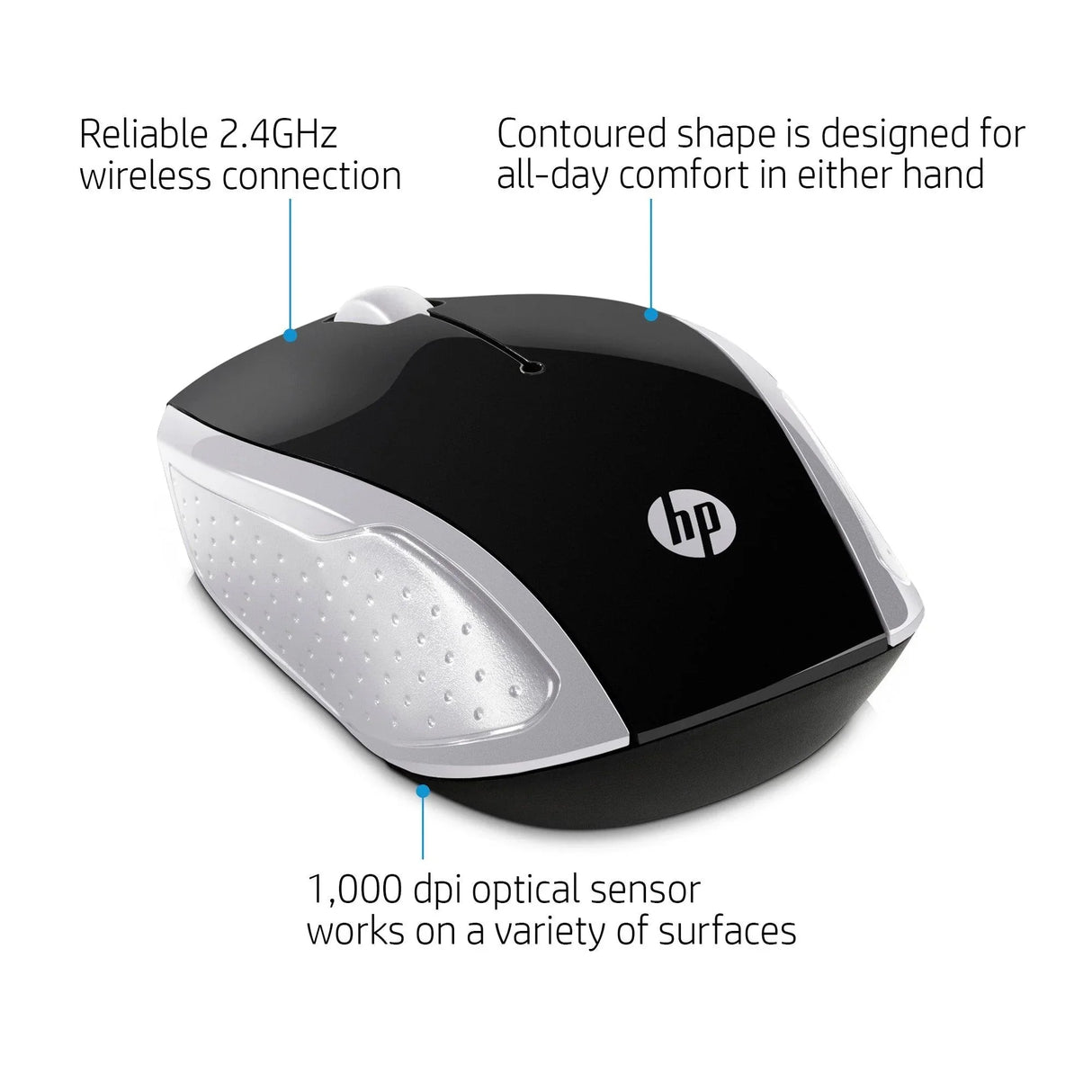 HP Wireless Mouse 200 – Wireless 2.4GHz / 1200 DPI / Ambidextrous – Office Wireless Mouse