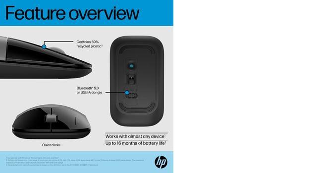 HP Z3700 – Wireless (Bluetooth + 2.4GHz) / 1200 DPI / Lightweight – Travel Wireless Mouse