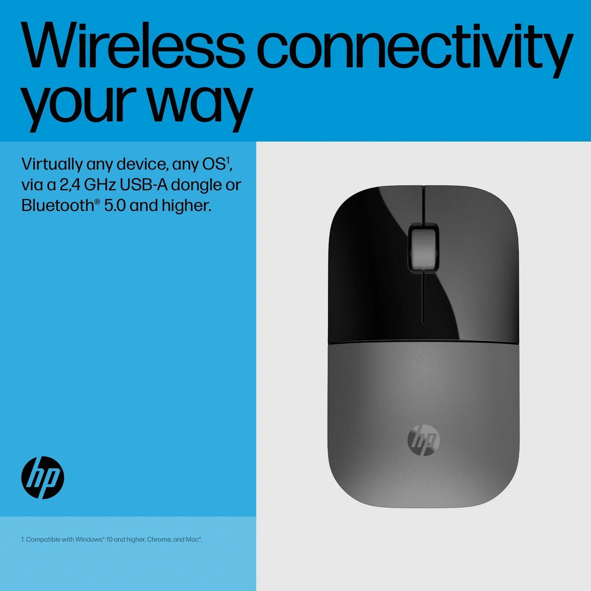 HP Z3700 – Wireless (Bluetooth + 2.4GHz) / 1200 DPI / Lightweight – Travel Wireless Mouse