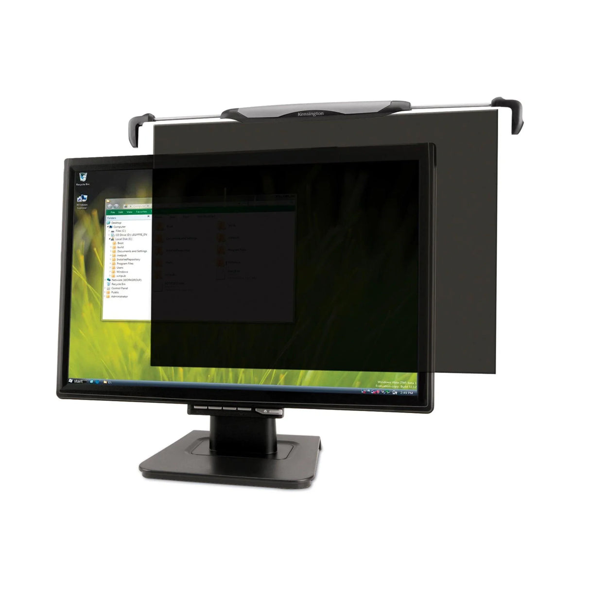 KENSINGTON FS240 – 22–24" / 16:9 / 2-Way Privacy – Widescreen Monitor Privacy Filter – Frameless Slide-Mount – Blue Light Reduction
