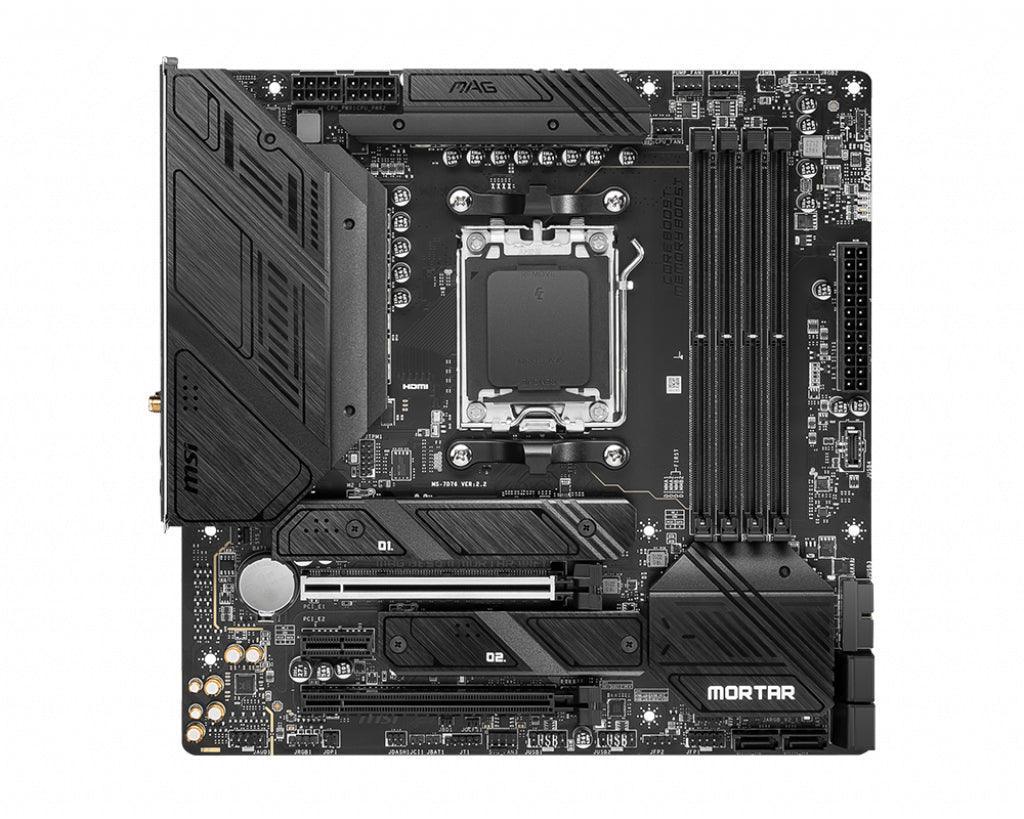 MSI Micro ATX | AMD B650 chipset | Socket AM5 | 4xDDR5 | 7.1ch audio | 2.5-Gigabit LAN | Wi-Fi | Bluetooth 5.2 (MAG B650M MORTAR WIFI)