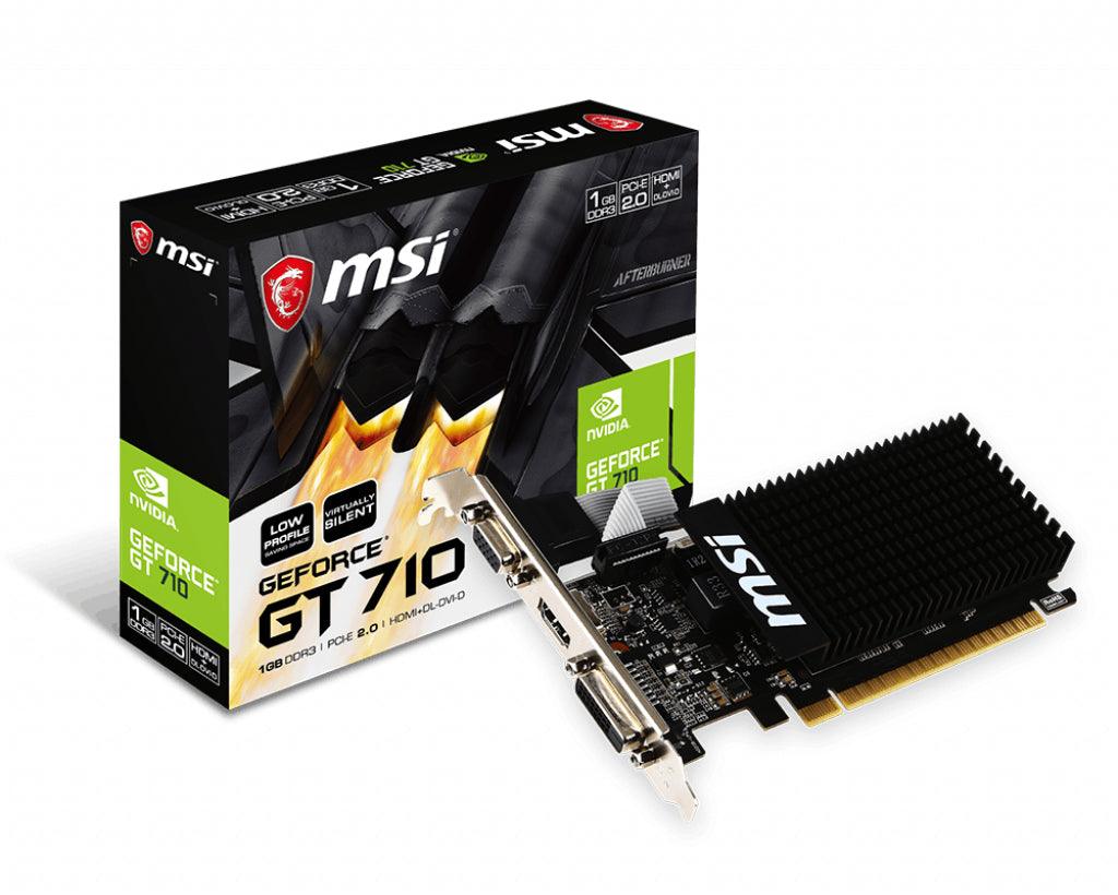 MSI NVIDIA GeForce GT 710 | PCI Express 2.0 | 1GB DDR3 64-bit | 19W | VGA | 1x HDMI | 1x DL-DVI-D (GT 710 1GD3H LP)