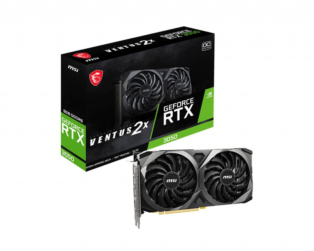 MSI NVIDIA GeForce RTX 3050 | 1807MHz | 8GB GDDR6 | 14 Gbps | 128-bit | 130W (GEFORCE RTX 3050 VENTUS 2X 8G OC)