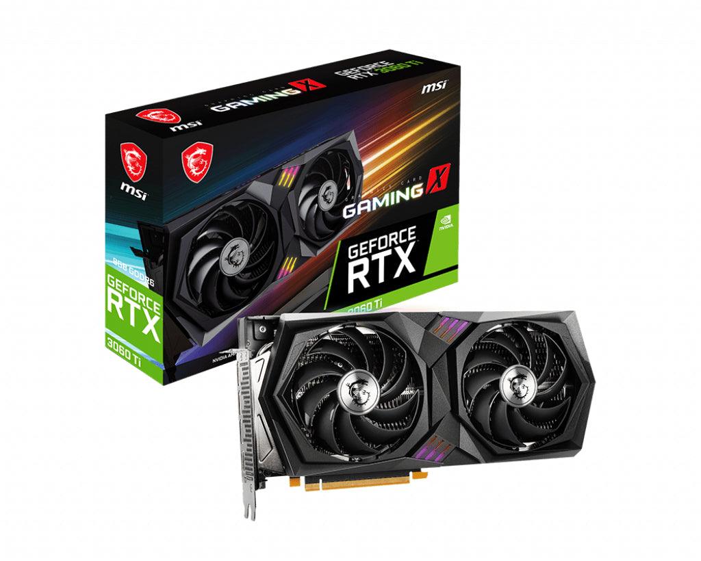 MSI NVIDIA GeForce RTX 3060 Ti | 8GB GDDR6 | 256 bit | PCI Express 4.0 | 1 x HDMI (2.1) | 3 x DP (1.4a) | CUDA | DirectX 12.0 | OpenGL 4.6 | VR | 220W (RTX 3060 TI GAMING X 8G LHR)