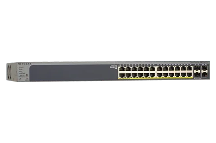 NETGEAR NETGR 24-Port Gigabit high-power PoE+ Ethernet Smart Switch with 4 SFP Ports, 380W, Remote/Cloud management option with NETGR Insight (GS728TPPv3)
