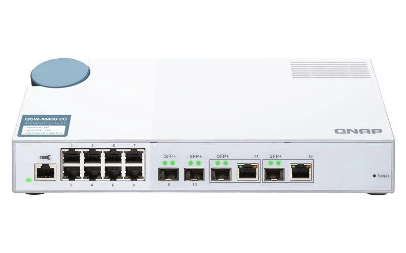 QNAP 8x RJ45 1GbE | 2x 10GbE SFP+|RJ45 Combo | 2x 10GbE SFP+ | Web Managed | 100-240VAC | 50|60 Hz | 1.15 kg (QSW-M408-2C)