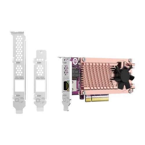 QNAP QM2 CARD | Dual M.2 PCIe SSD | 10GBASE-T(1) Expansion card |low profile bracket USB cable (QM2-2P10G1TB)