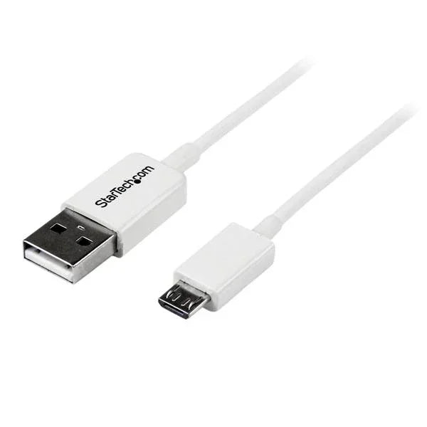 STARTECH 0.5m White Micro USB Cable Cord - A to Micro B - Micro USB Charging Data Cable - USB 2.0 - 1x USB A Male | 1x USB Micro B Male (USBPAUB50CMW)
