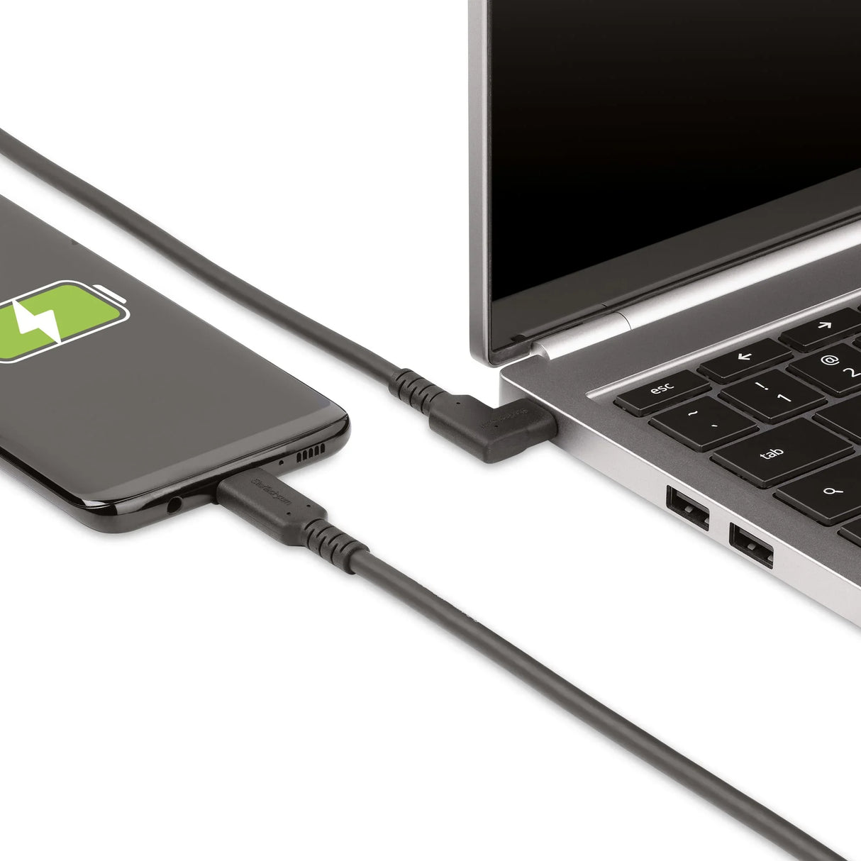 STARTECH 1.6ft (50cm) Rugged Right Angle USB-C Cable (10 Gbps) | USB C to C Data transfer Cable | 4K 60Hz DP Alt Mode | 100W PD - 90 Degree USB Type-C Cable (RUSB31CC50CMBR) (RUSB31CC50CMBR)