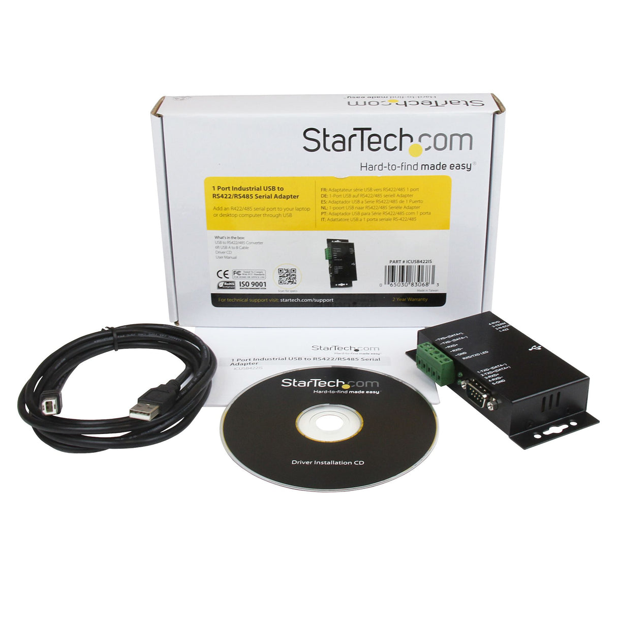 STARTECH 1 Port Metal Industrial USB to RS422|RS485 Serial Adapter w| Isolation (ICUSB422IS)