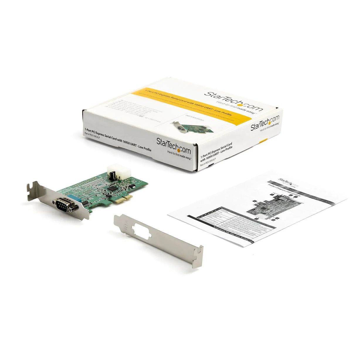 STARTECH 1-port PCI Express RS232 Serial Adapter Card - PCIe RS232 Serial Host Controller Card - PCIe to Serial DB9 - 16950 UART - Low Profile Expansion Card | Windows & Linux (PEX1S953LP) (PEX1S953LP)