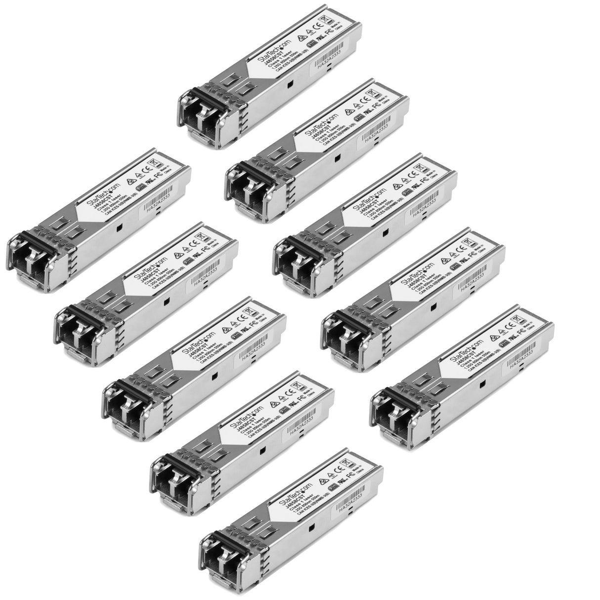 STARTECH 10 pack HPE J4858C Compatible SFP Module - 1000BASE-SX - 1GbE Multi Mode (MMF) Fiber Optic Transceiver - 1 Gigabit Ethernet SFP - LC 550m - 850nm - DDM HPE 1400 | 1700 | 1820 (J4858C10PKST) (J4858C10PKST)