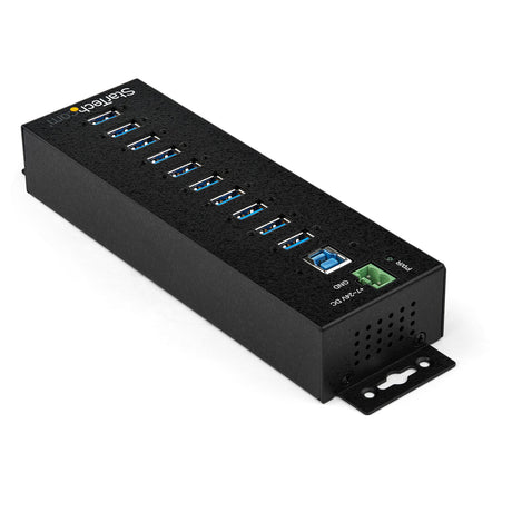 STARTECH 10-Port USB 3.0 Hub with Power Adapter - Metal Industrial USB-A Hub with ESD & 350W Surge Protection - Din|Wall|Desk Mountable - High Speed USB 3.0 (5Gbps) - (5Gbps) Hub (HB30A10AME) (HB30A10AME)