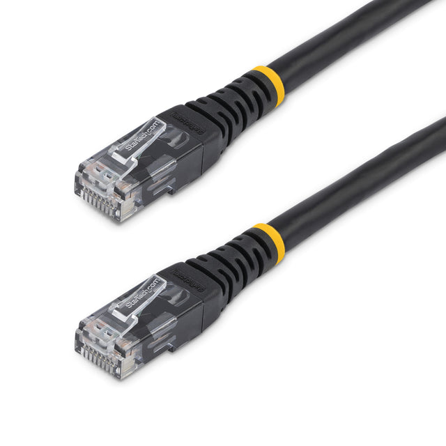 STARTECH 10ft CAT6 Ethernet Cable - Black CAT 6 Gigabit Ethernet Wire -650MHz 100W PoE RJ45 UTP Molded Network|Patch Cord w|Strain Relief|Fluke Tested|Wiring is UL Certified|TIA (C6PATCH10BK) (C6PATCH10BK)