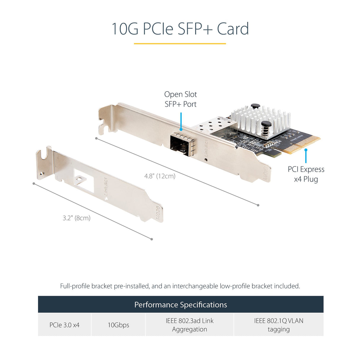 STARTECH 10G PCIe SFP+ Card - Single SFP+ Port Network Adapter - Open SFP+ for MSA-Compliant Modules|Direct-Attach Cables - 10 Gigabit Fiber PCIe NIC - PCI Express SFP+ Network Card (PEX10GSFP) (PEX10GSFP)