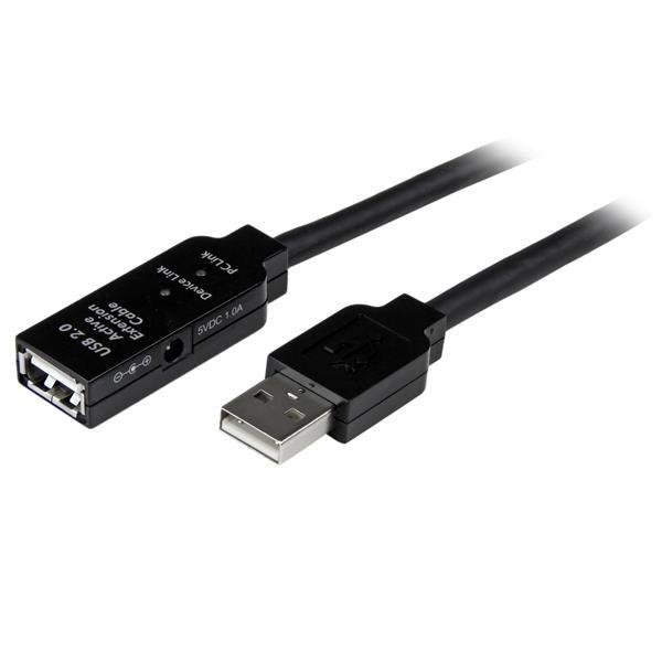 STARTECH 10m USB 2.0 Active Extension Cable M|F - 10 meter USB 2.0 Repeater | Extender Cable USB A (M) to USB A (F) 10 m Black - 3 ft (USB2AAEXT10M)