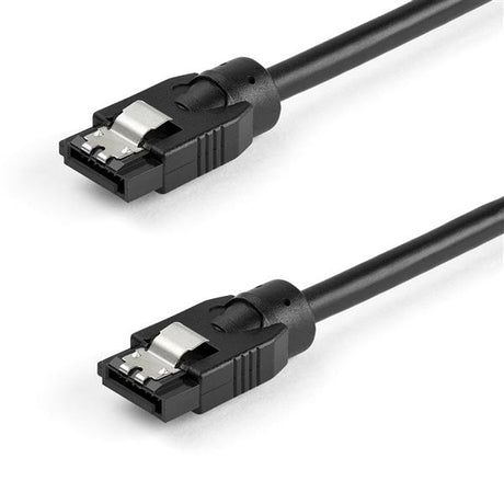 STARTECH 12 Inch (30cm) Round SATA Cable - Latching Connectors - 6Gbs SATA Data Cord - SATA Hard Drive Power Cable - Black (SATRD30CM) (SATRD30CM)