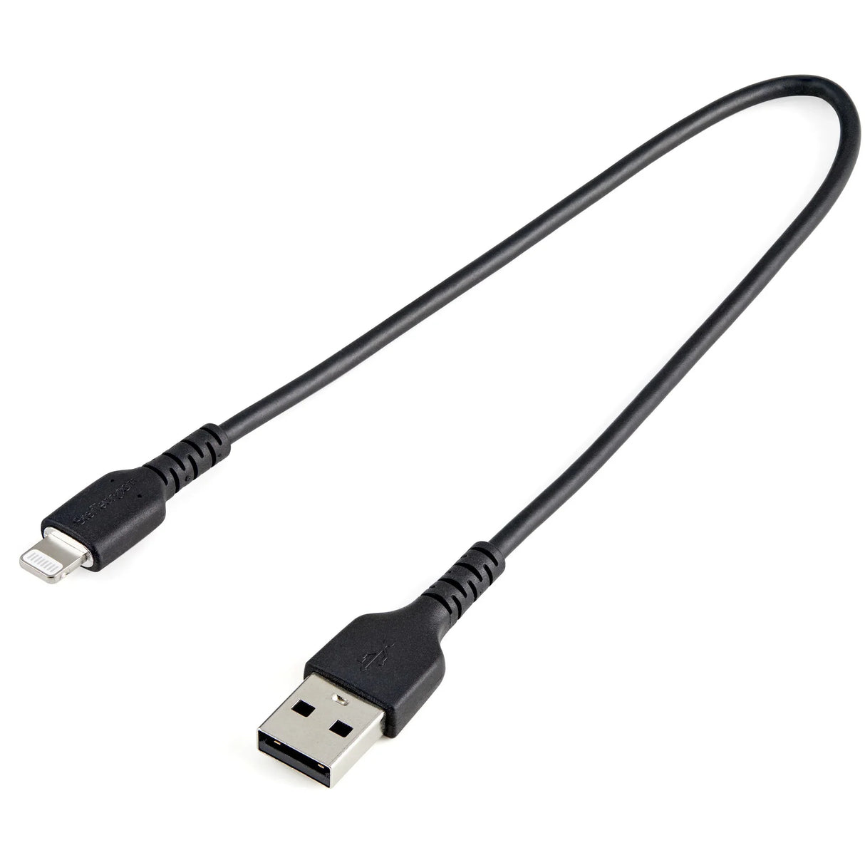 STARTECH 12inch (30cm) Durable Black USB-A to Lightning Cable - Heavy Duty Rugged Aramid Fiber USB Type A to Lightning Charger|Sync Power Cord - Apple MFi Certified iPad|iPhone 12 (RUSBLTMM30CMB) (RUSBLTMM30CMB)