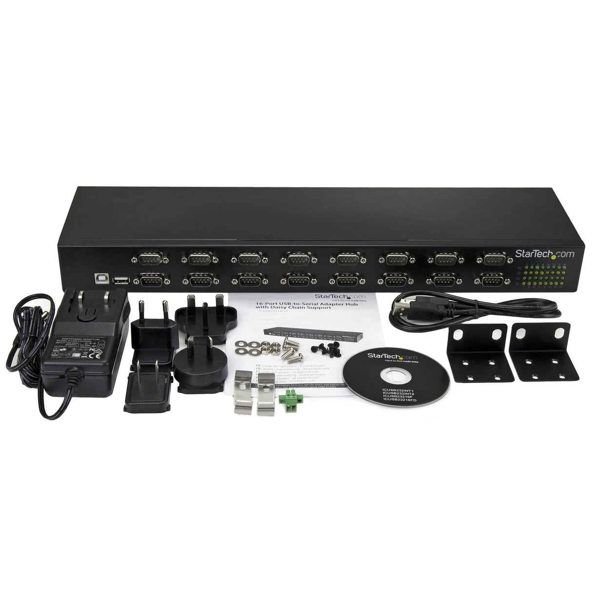 STARTECH 16-Port USB to RS232 Hub - DB9 - Rack Mount FTDI USB to Serial Adapter - USB Serial Adapter - USB to Serial RS232 Adapter (ICUSB23216FD)