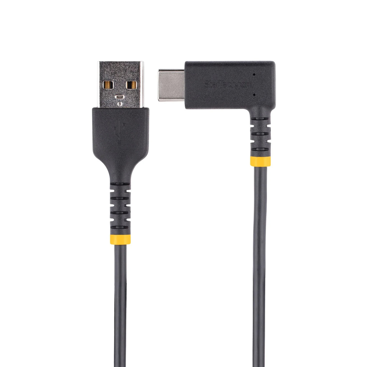 STARTECH 1ft (30cm) USB A to C Charging Cable Right Angle - Heavy Duty Fast Charge USB-C Cable - USB 2.0 A to Type-C - Rugged Aramid Fiber - 3A - USB Charging Cord (R2ACR-30C-USB-CABLE) (R2ACR-30C-USB-CABLE)