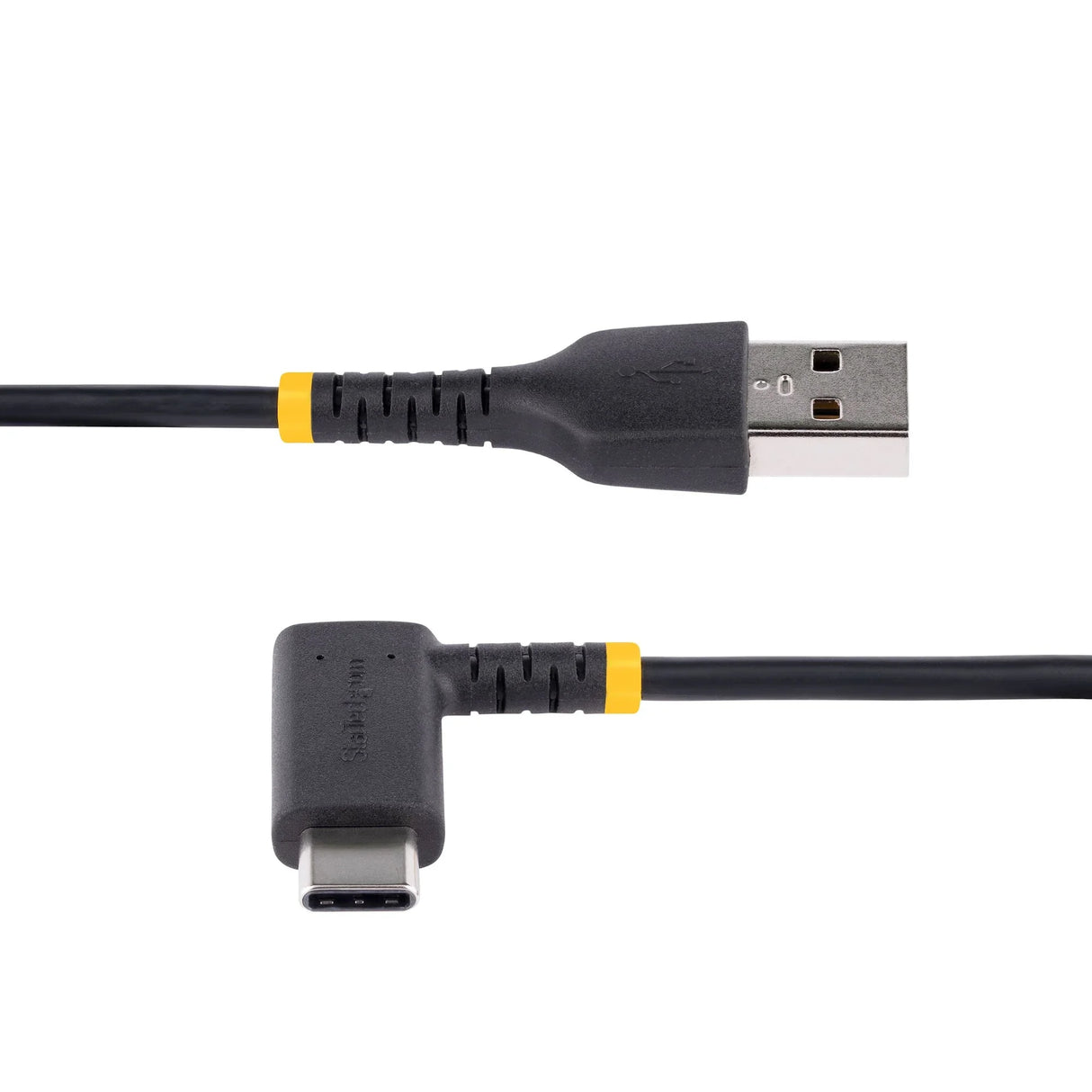 STARTECH 1ft (30cm) USB A to C Charging Cable Right Angle - Heavy Duty Fast Charge USB-C Cable - USB 2.0 A to Type-C - Rugged Aramid Fiber - 3A - USB Charging Cord (R2ACR-30C-USB-CABLE) (R2ACR-30C-USB-CABLE)