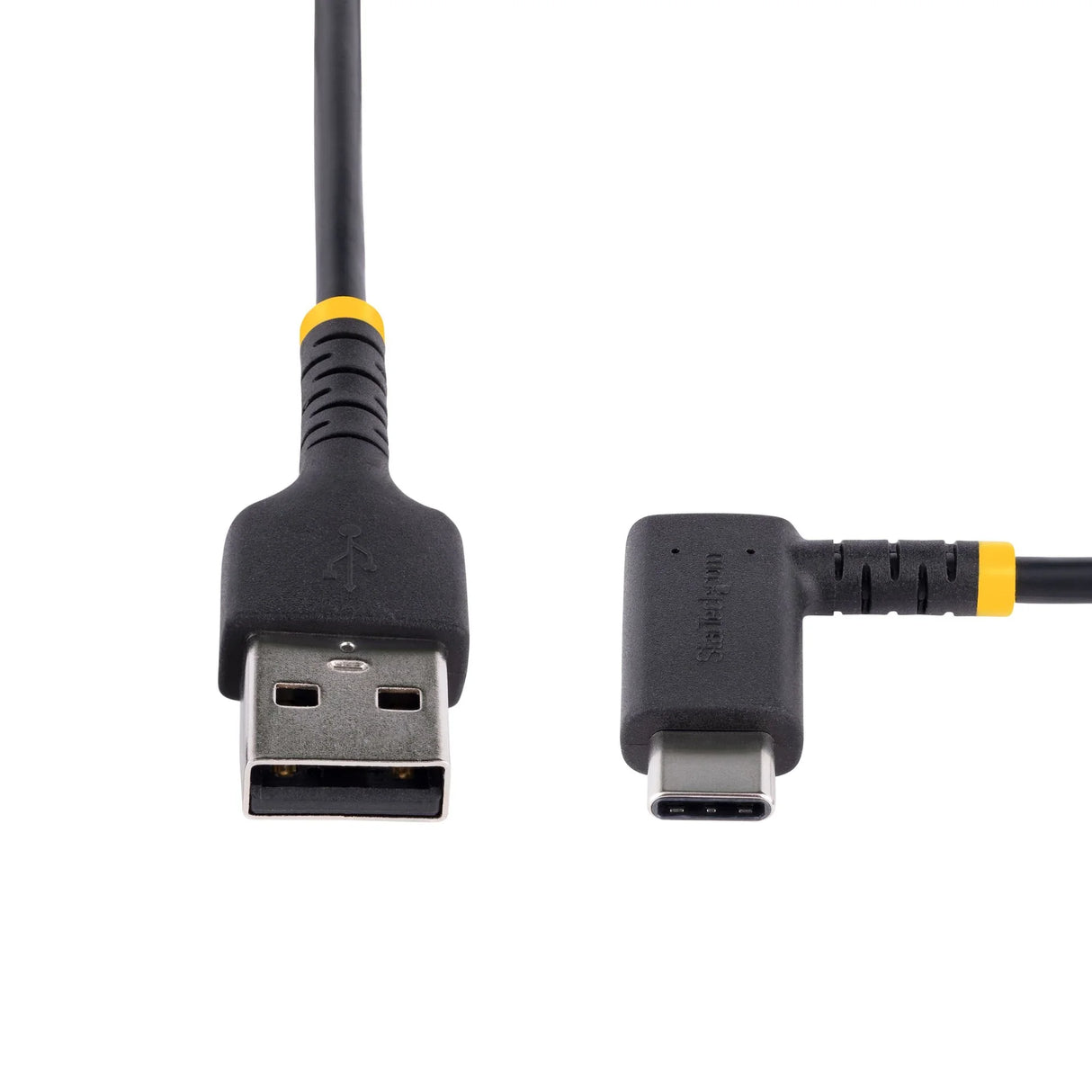 STARTECH 1ft (30cm) USB A to C Charging Cable Right Angle - Heavy Duty Fast Charge USB-C Cable - USB 2.0 A to Type-C - Rugged Aramid Fiber - 3A - USB Charging Cord (R2ACR-30C-USB-CABLE) (R2ACR-30C-USB-CABLE)