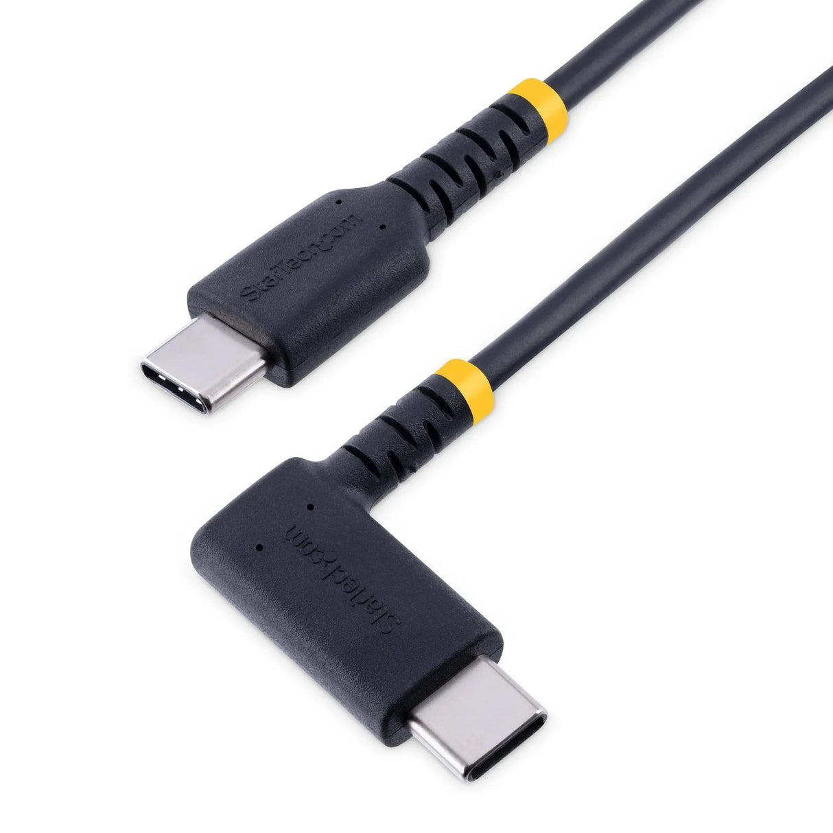 STARTECH 1ft (30cm) USB C Charging Cable Right Angle - 60W PD 3A - Heavy Duty Fast Charge USB-C Cable - USB 2.0 Type-C - Rugged Aramid Fiber - USB Charging Cord (R2CCR-30C-USB-CABLE) (R2CCR-30C-USB-CABLE)