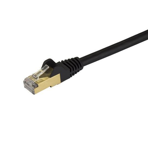 STARTECH 1ft CAT6a Ethernet Cable - 10 Gigabit Shielded Snagless RJ45 100W PoE Patch Cord - 10GbE STP Network Cable w|Strain Relief - Black Fluke Tested|Wiring is UL Certified|TIA (C6ASPAT1BK) (C6ASPAT1BK)