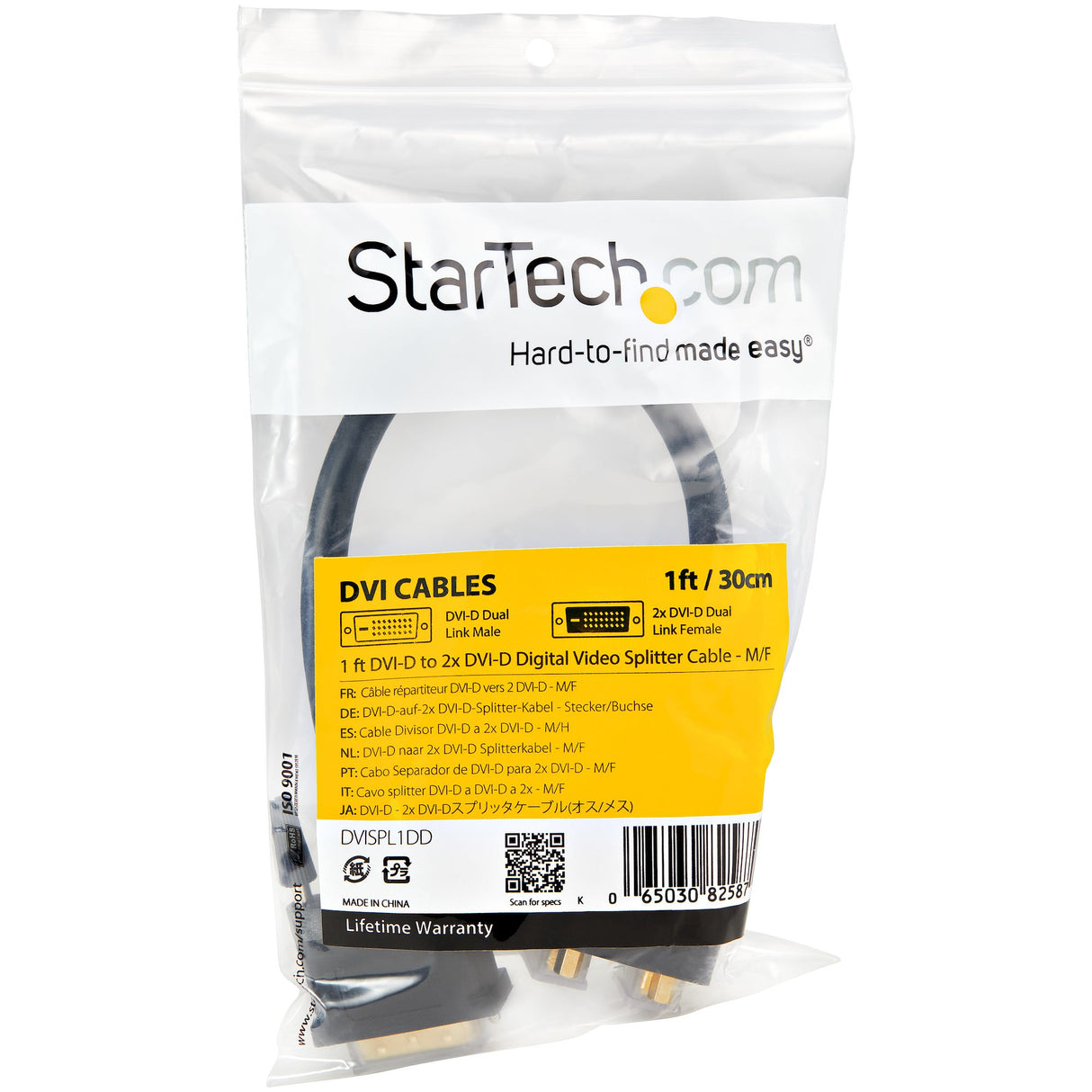 STARTECH 1ft DVI Splitter Cable - M | F - DVI-D to 2x DVI-D Dual Video Splitter for Your Split Screen Computer Monitor (DVISPL1DD) (DVISPL1DD)