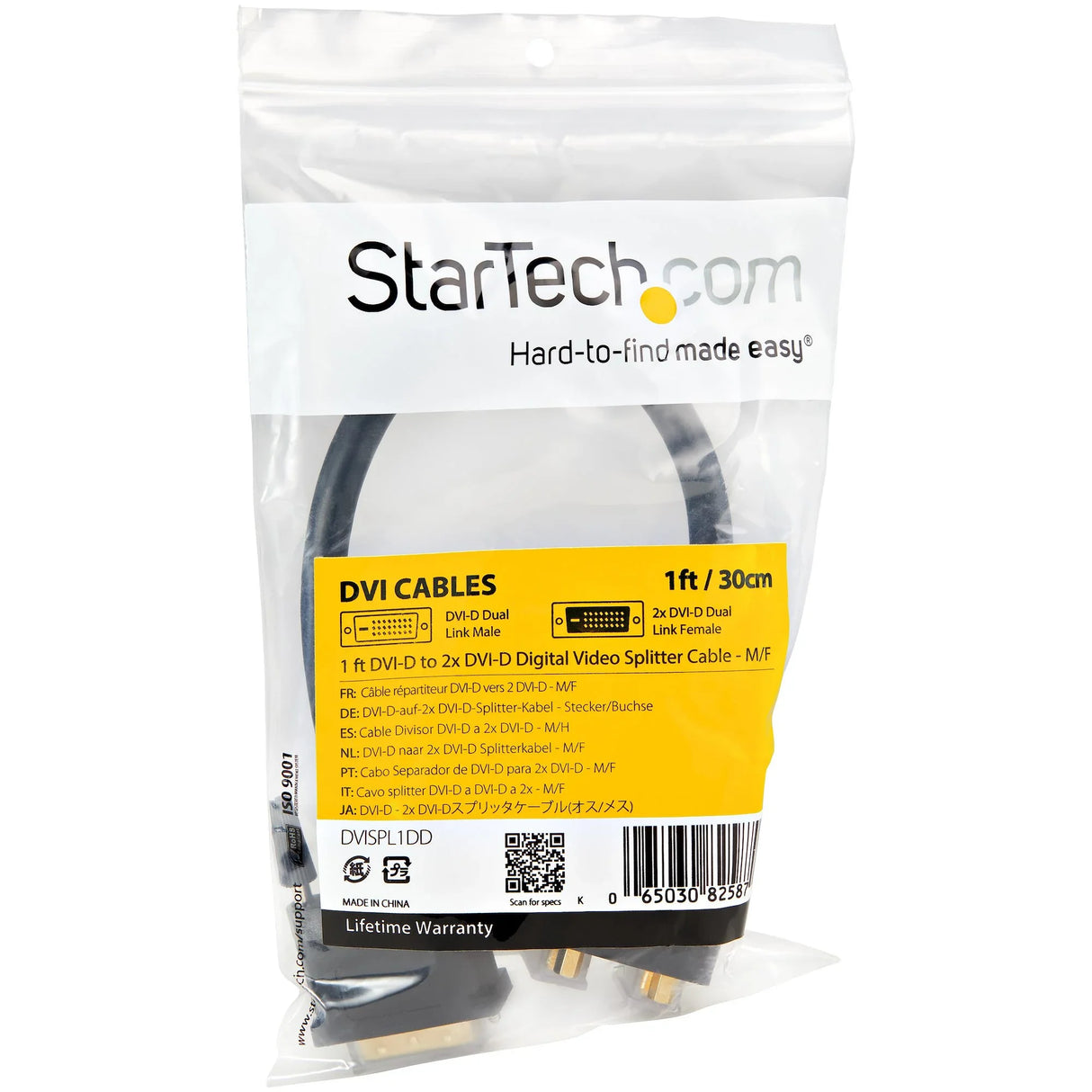 STARTECH 1ft DVI Splitter Cable - M | F - DVI-D to 2x DVI-D Dual Video Splitter for Your Split Screen Computer Monitor (DVISPL1DD) (DVISPL1DD)