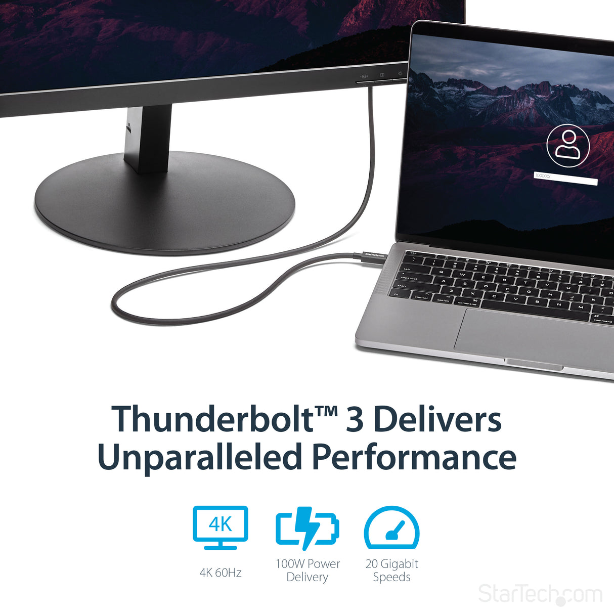 STARTECH 1m (3.3ft) Passive Thunderbolt 3 Cable | 20Gbps | 100W PD | 4K Video | Thunderbolt Cable | Compatible with USB4|DP Alt Mode | Thunderbolt 4 | USB 3.2|Type-C (TBLT3MM1M) (TBLT3MM1M)