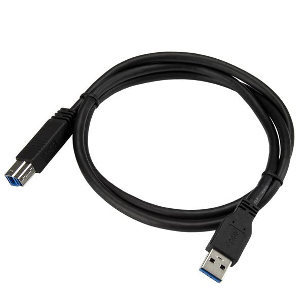 STARTECH 1m 3 ft Certified SuperSpeed USB 3.0 A to B Cable Cord - USB 3 Cable - 1x USB 3.0 A (M) | 1x USB 3.0 B (M) - 1 meter | Black (USB3CAB1M)